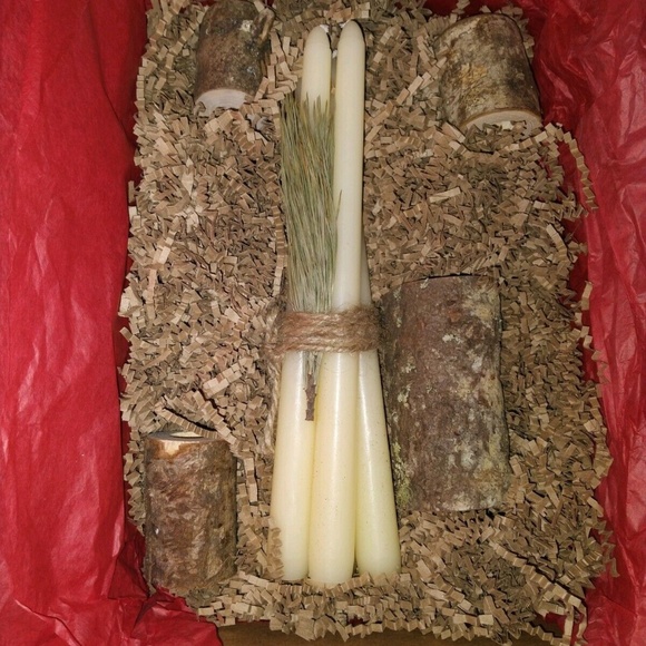 Birchwood Pillar Can Holders Set of 4 Handmade - Picture 5 of 6